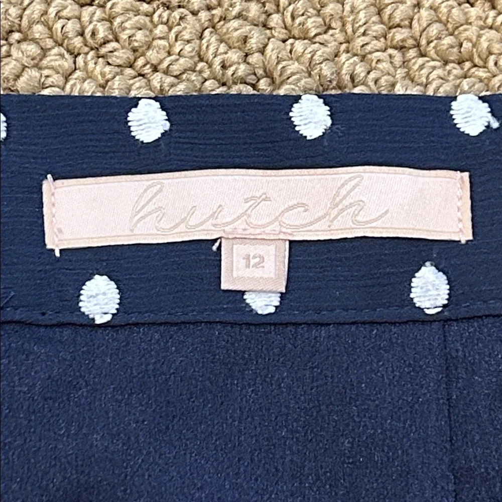 Anthropologie Hutch Ruffled Clip Dot Mini Skirt size 12 Navy Blue White